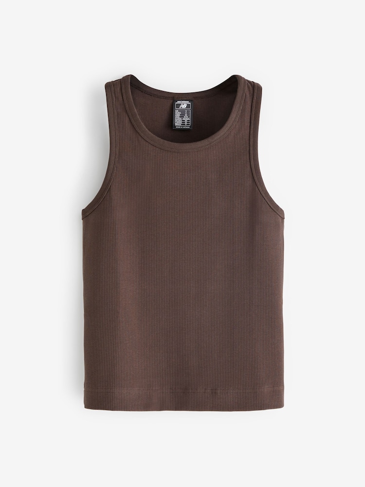 New Balance Brown Linear Heritage Rib Knit Racer Tank - Image 7 of 7