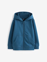 Mid Blue Plain Zip Through Hoodie (3-16yrs) - Image 1 of 4