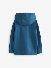 Mid Blue Plain Zip Through Hoodie (3-16yrs) - Image 2 of 4