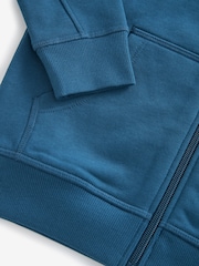 Mid Blue Plain Zip Through Hoodie (3-16yrs) - Image 3 of 4