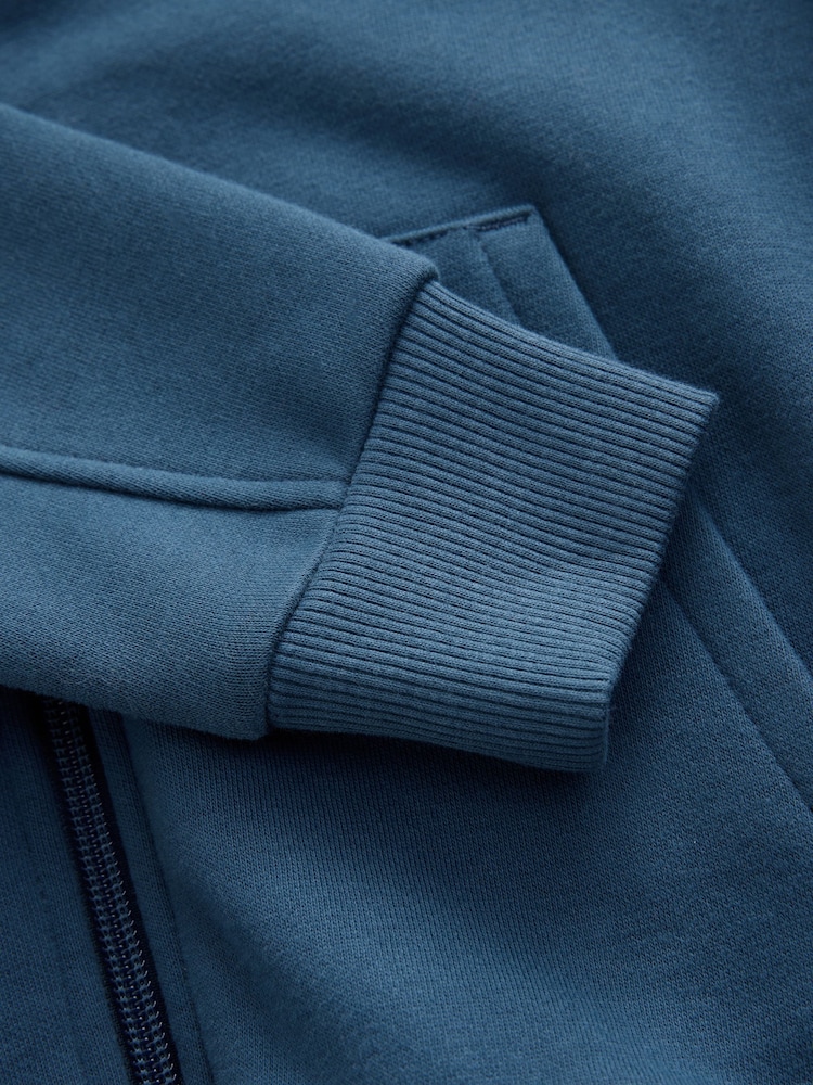 Mid Blue Plain Zip Through Hoodie (3-16yrs) - Image 4 of 4