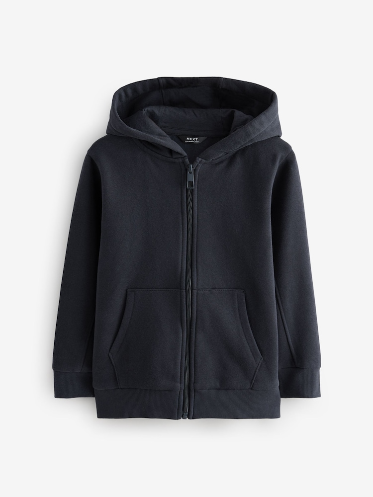 Navy Blue Plain Zip Through Hoodie (3-16yrs) - Image 1 of 4