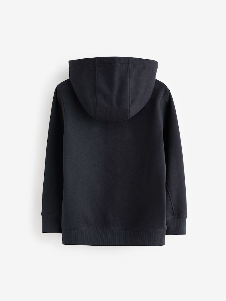 Navy Blue Plain Zip Through Hoodie (3-16yrs) - Image 2 of 4