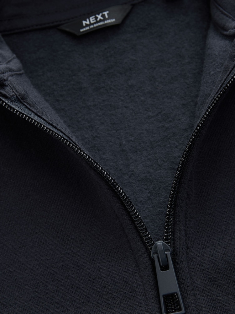 Navy Blue Plain Zip Through Hoodie (3-16yrs) - Image 3 of 4
