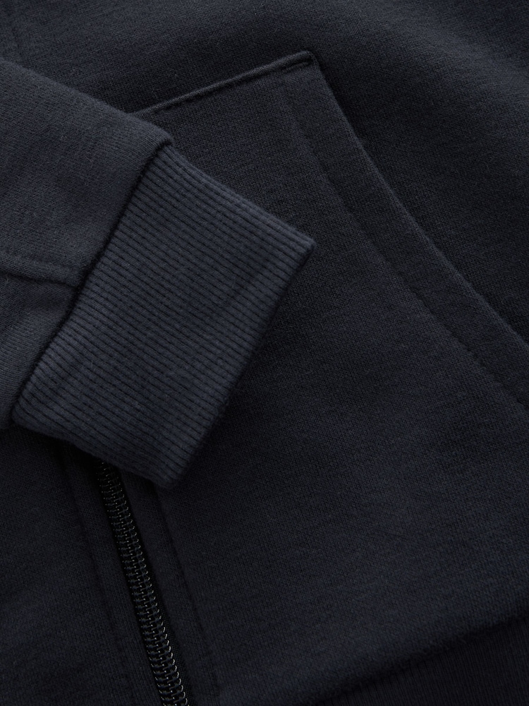 Navy Blue Plain Zip Through Hoodie (3-16yrs) - Image 4 of 4