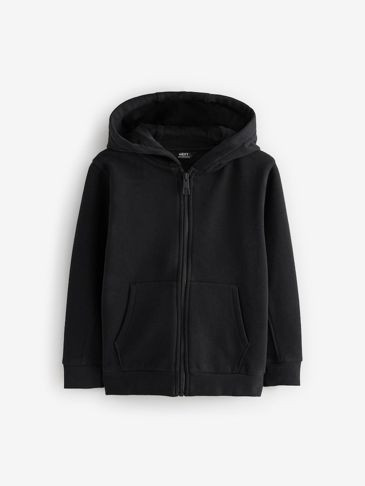 Black Plain Zip Through Hoodie (3-16yrs) - Image 1 of 4