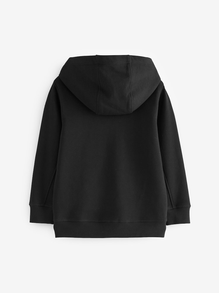 Black Plain Zip Through Hoodie (3-16yrs) - Image 2 of 4