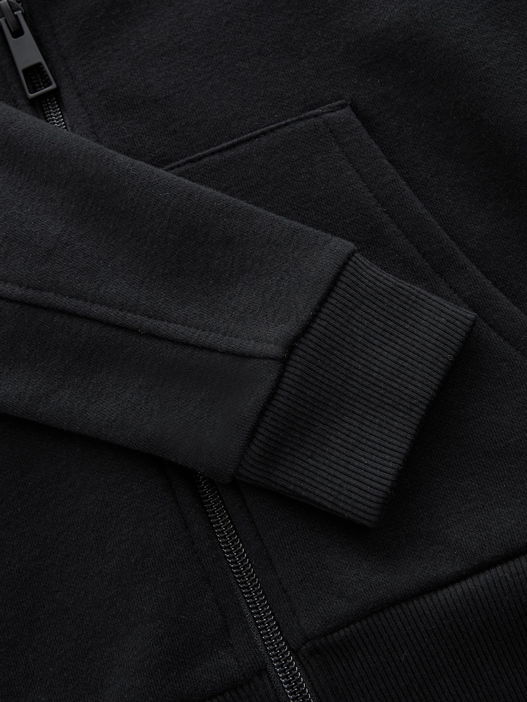 Black Plain Zip Through Hoodie (3-16yrs) - Image 4 of 4