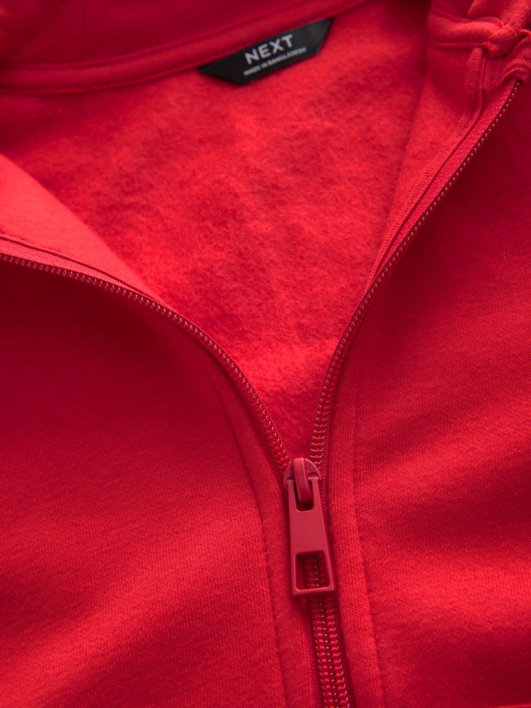 Red Plain Zip Through Hoodie (3-16yrs) - Image 3 of 4