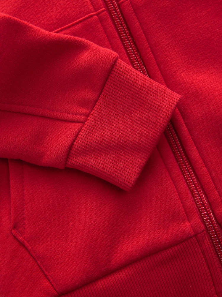 Red Plain Zip Through Hoodie (3-16yrs) - Image 4 of 4