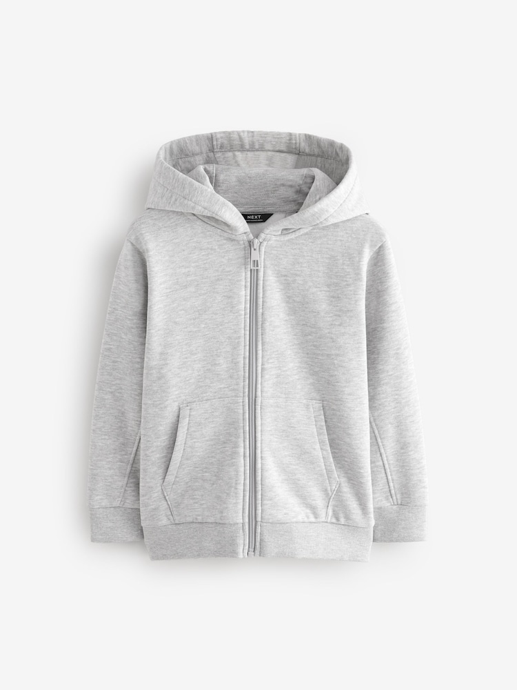 Grey Plain Zip Through Hoodie (3-16yrs) - Image 1 of 4