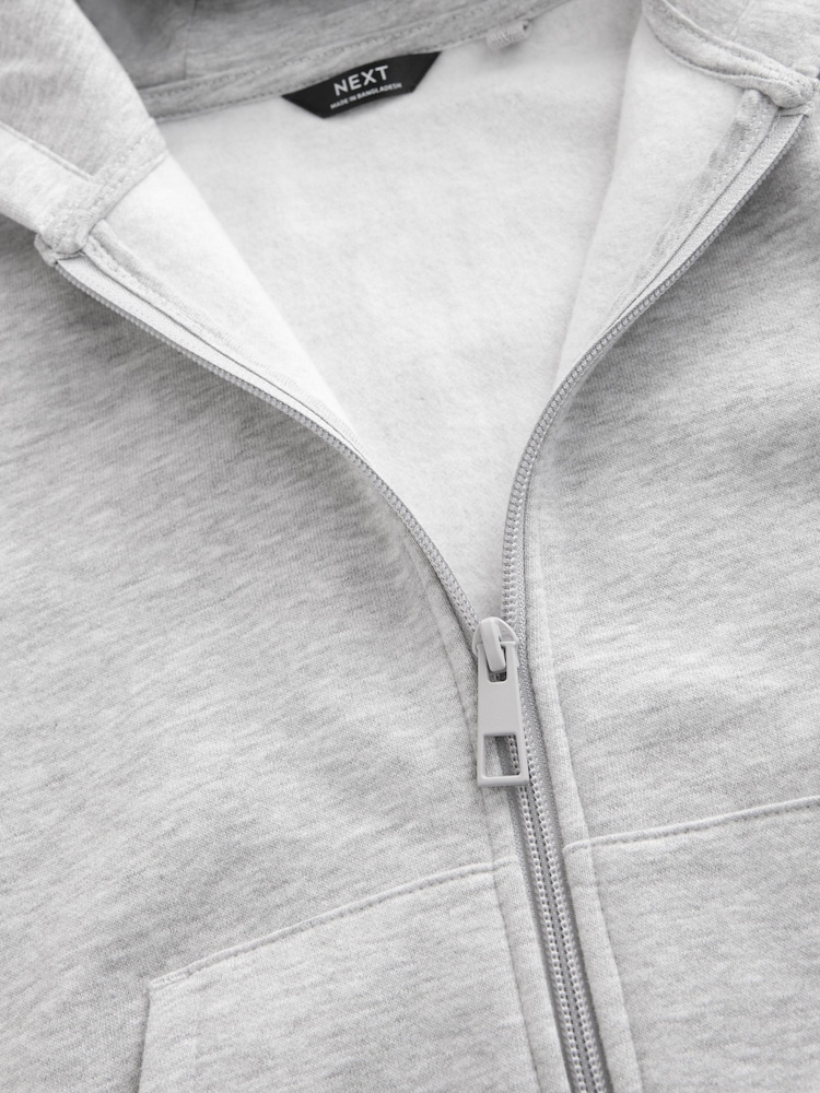 Grey Plain Zip Through Hoodie (3-16yrs) - Image 3 of 4
