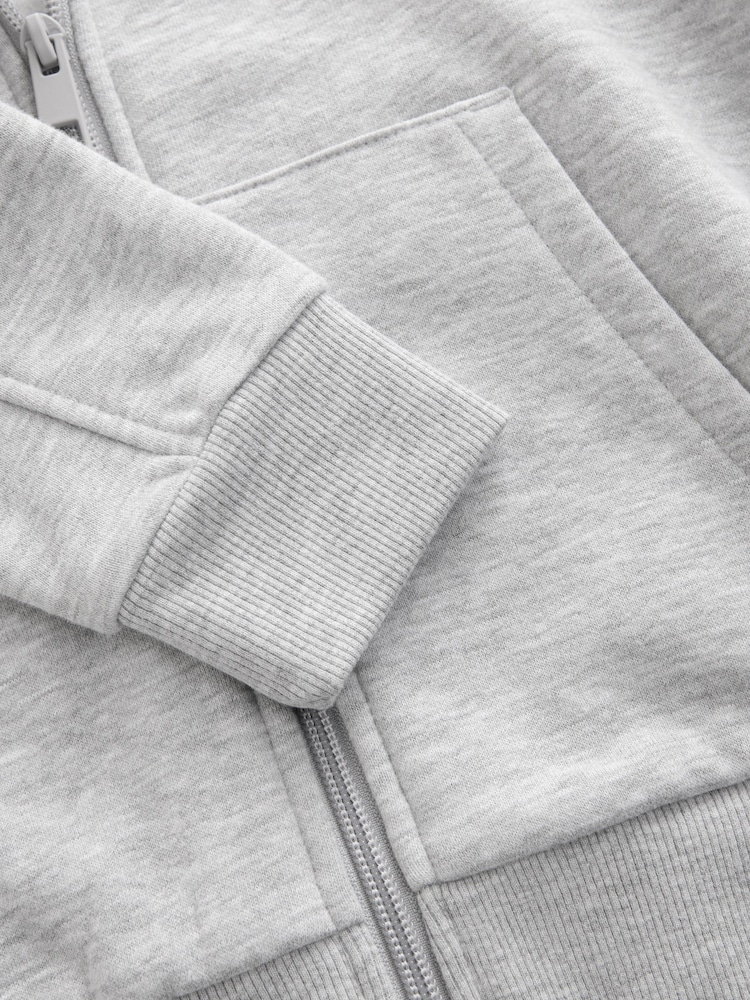 Grey Plain Zip Through Hoodie (3-16yrs) - Image 4 of 4