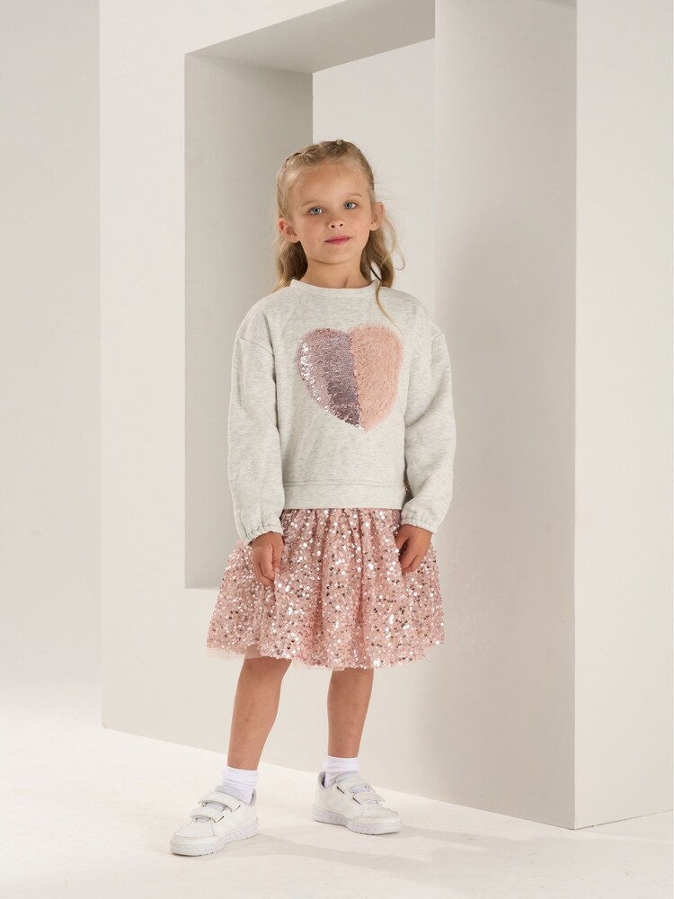 Angel & Rocket Grey Madelyn Sequin Skirt Sweat Dress - Image 1 of 6