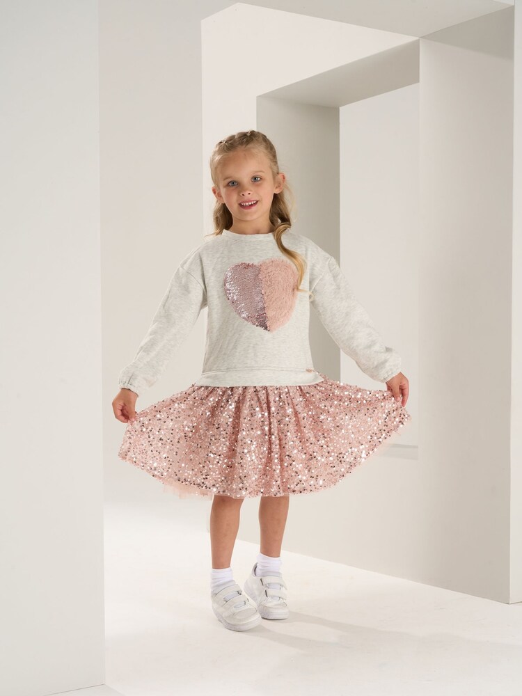 Angel & Rocket Grey Madelyn Sequin Skirt Sweat Dress - Image 2 of 6
