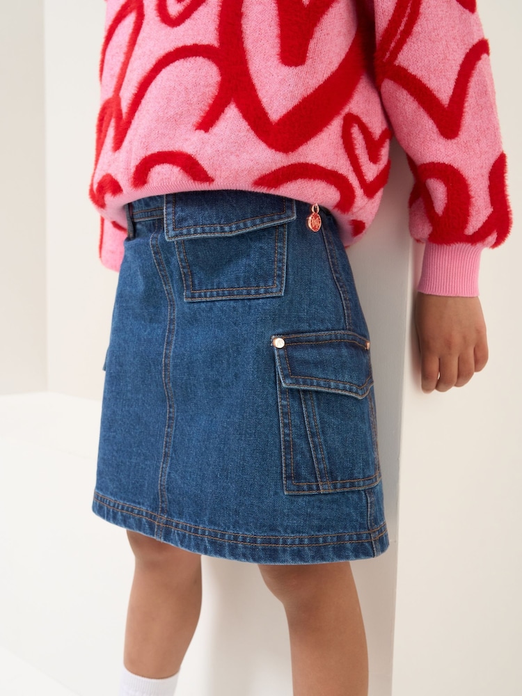 Angel & Rocket Blue 100% Cotton Molly Denim Cargo Skirt - Image 2 of 5