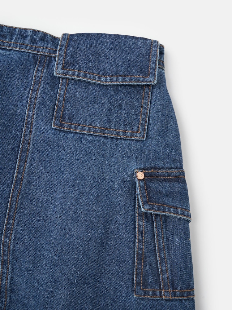 Angel & Rocket Blue 100% Cotton Molly Denim Cargo Skirt - Image 5 of 5