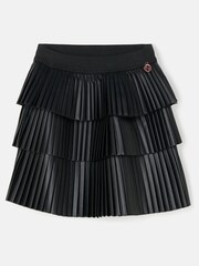 Angel & Rocket Harper PU Plisse Black Ruffle Skirt - Image 4 of 6