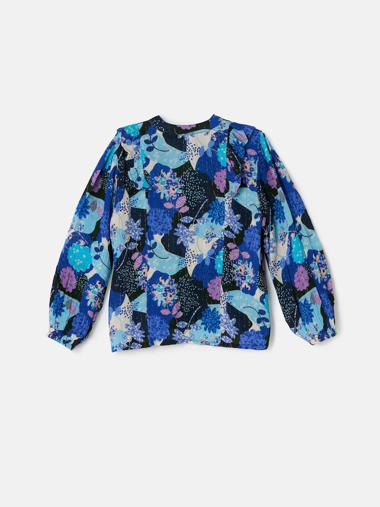 Angel & Rocket Blue Willow Print Frill Blouse - Image 4 of 4