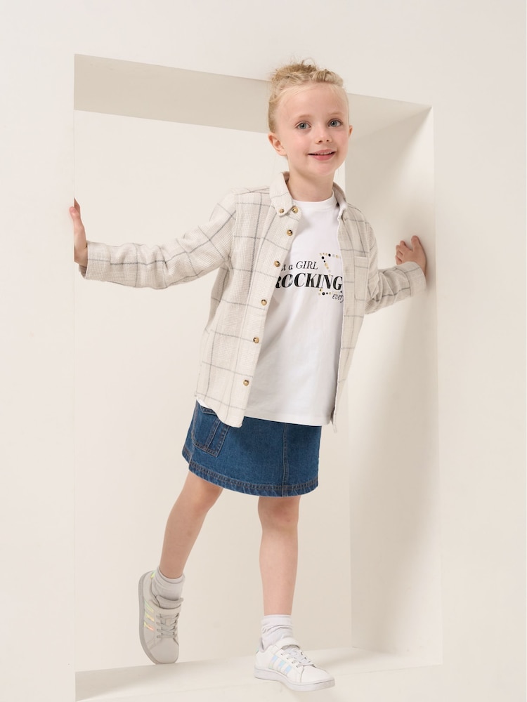 Angel & Rocket Cream Noah Check Pocket 100% Cotton Shirt - Image 2 of 6 Angel & Rocket Cream Noah Check Pocket 100% Cotton Shirt - Image 2 of 6