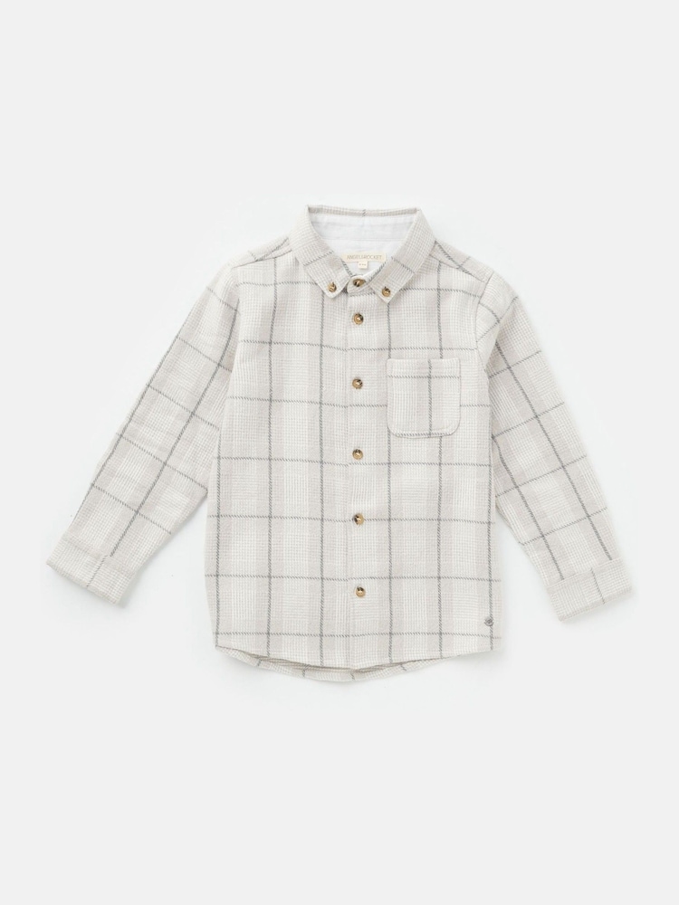 Angel & Rocket Cream Noah Check Pocket 100% Cotton Shirt - Image 4 of 6