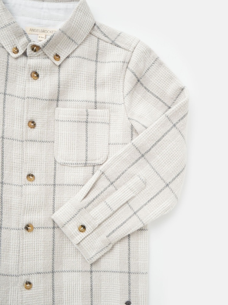 Angel & Rocket Cream Noah Check Pocket 100% Cotton Shirt - Image 6 of 6
