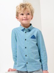 Angel & Rocket Blue Kai Lime Stripe 100% Cotton Shirt - Image 1 of 5