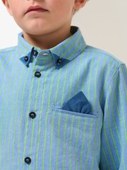 Angel & Rocket Blue Kai Lime Stripe 100% Cotton Shirt - Image 2 of 5