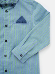 Angel & Rocket Blue Kai Lime Stripe 100% Cotton Shirt - Image 3 of 5