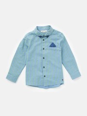 Angel & Rocket Blue Kai Lime Stripe 100% Cotton Shirt - Image 4 of 5