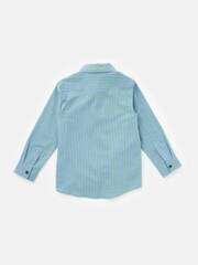 Angel & Rocket Blue Kai Lime Stripe 100% Cotton Shirt - Image 5 of 5