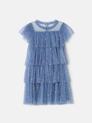Angel & Rocket Blue Sequin Star Mesh Party Dress - Image 5 of 6