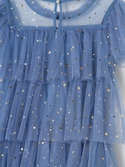 Angel & Rocket Blue Sequin Star Mesh Party Dress - Image 6 of 6