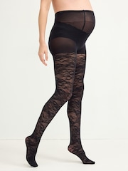 Black Lace Maternity Pattern Tights - Image 2 of 6