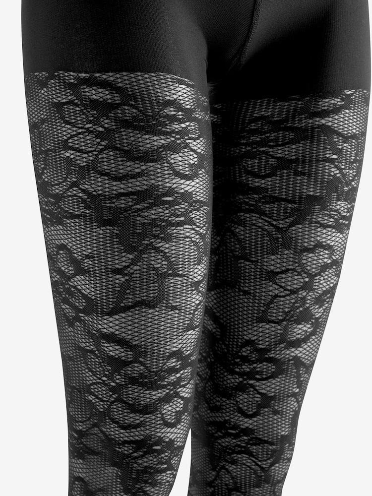 Black Lace Maternity Pattern Tights - Image 6 of 6