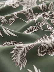 Olive Green/Neutral Brown Floral Slim Fit Printed Trimmed Shirt - Image 7 of 8