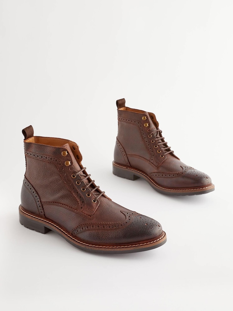 Brown Modern Heritage Brogue Boots - Image 2 of 6