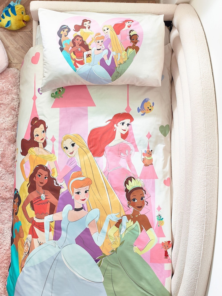 Pink Disney Princess 100% Cotton Duvet Cover and Pillowcase Set - Image 3 of 10