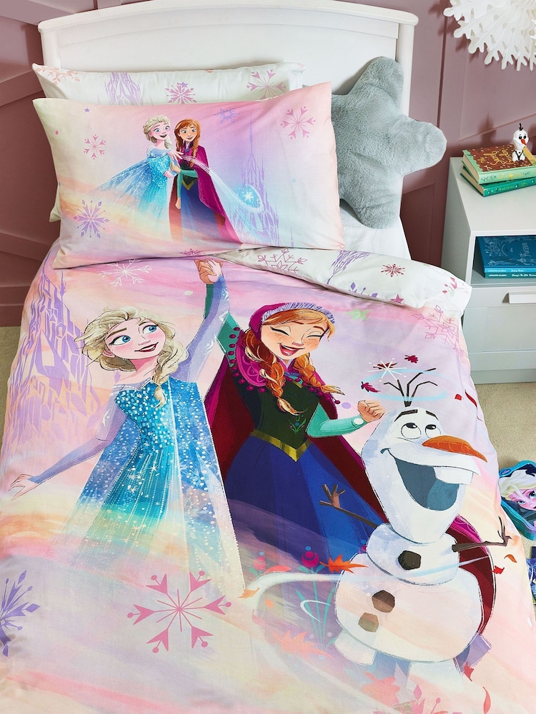 Disney Frozen Pink 100% Cotton Duvet Cover and Pillowcase Set - Image 1 of 9