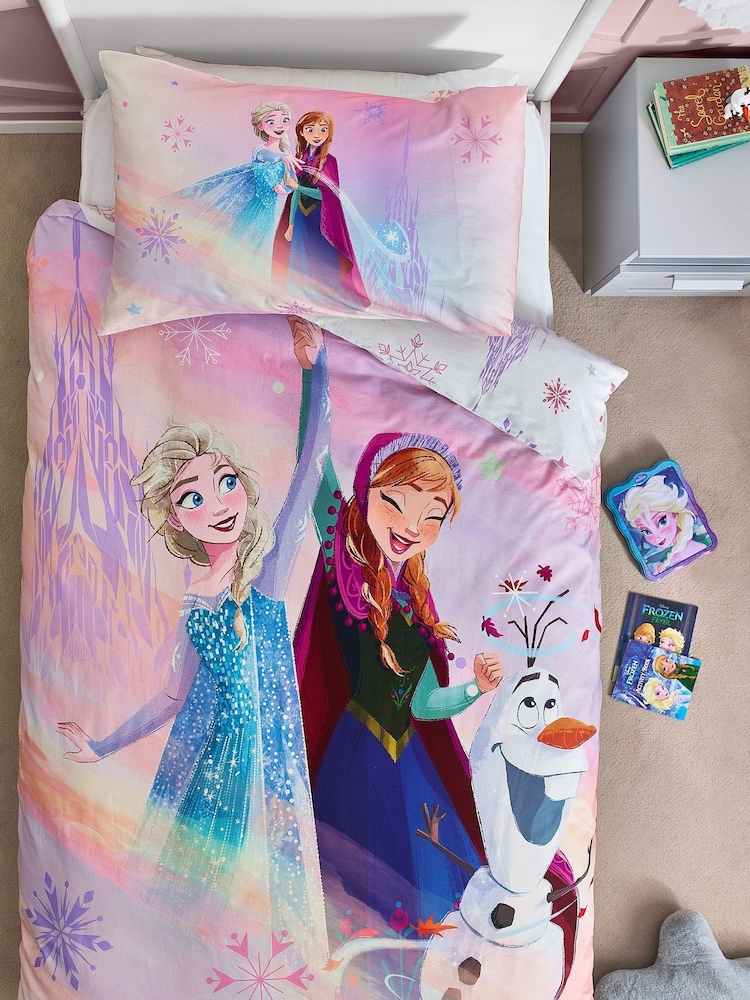 Disney Frozen Pink 100% Cotton Duvet Cover and Pillowcase Set - Image 2 of 9