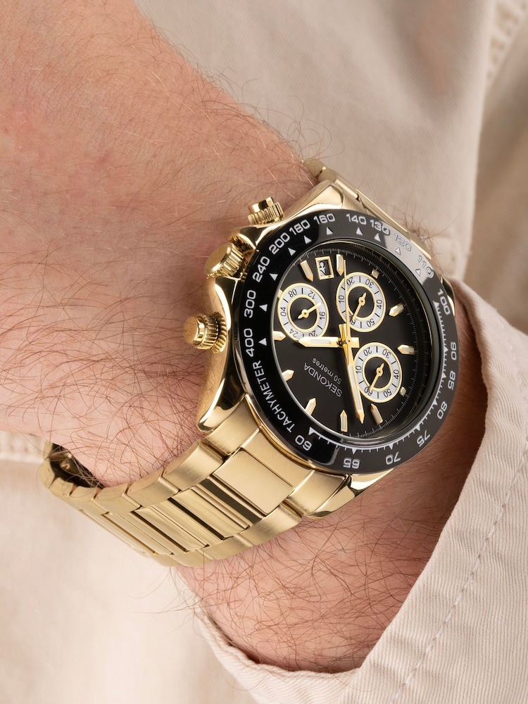 Sekonda Mens Circuit 39mm Analogue Gold Tone Watch With Case And Stainless Steel Bracelet With Dial - Image 1 of 6