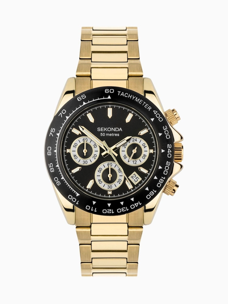 Sekonda Mens Circuit 39mm Analogue Gold Tone Watch With Case And Stainless Steel Bracelet With Dial - Image 2 of 6