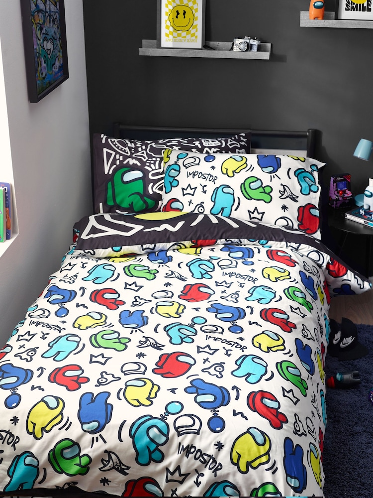 Black Among Us 100% Cotton Duvet Cover and Pillowcase Set - Image 7 of 7