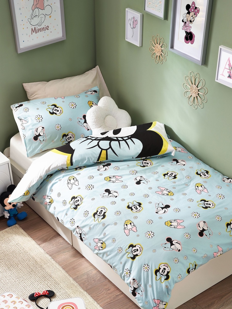 White Disney Minnie Mouse 100% Cotton Single Duvet Cover and Pillowcase Set - Image 2 of 10
