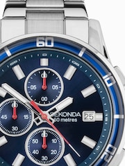 Sekonda Mens Midnight 44mm Analogue Silver Tone Watch With Case And Stainless Steel Bracelet With Dark Blue Dial - Image 3 of 6