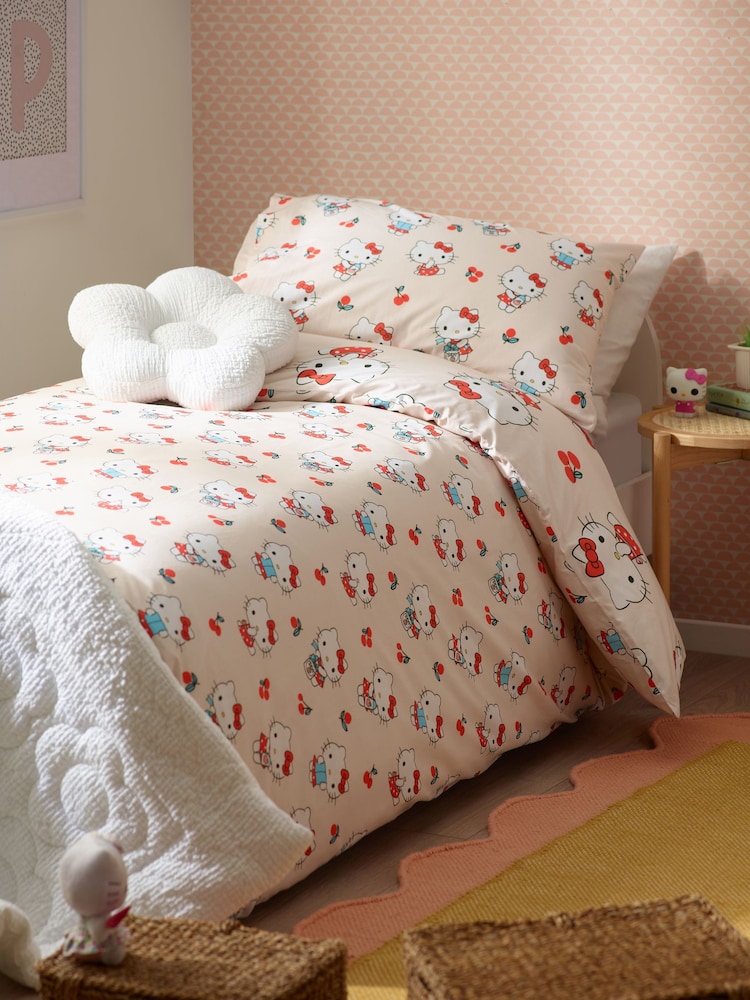 Natural Hello Kitty 100% Cotton Duvet Cover and Pillowcase Set - Image 1 of 8
