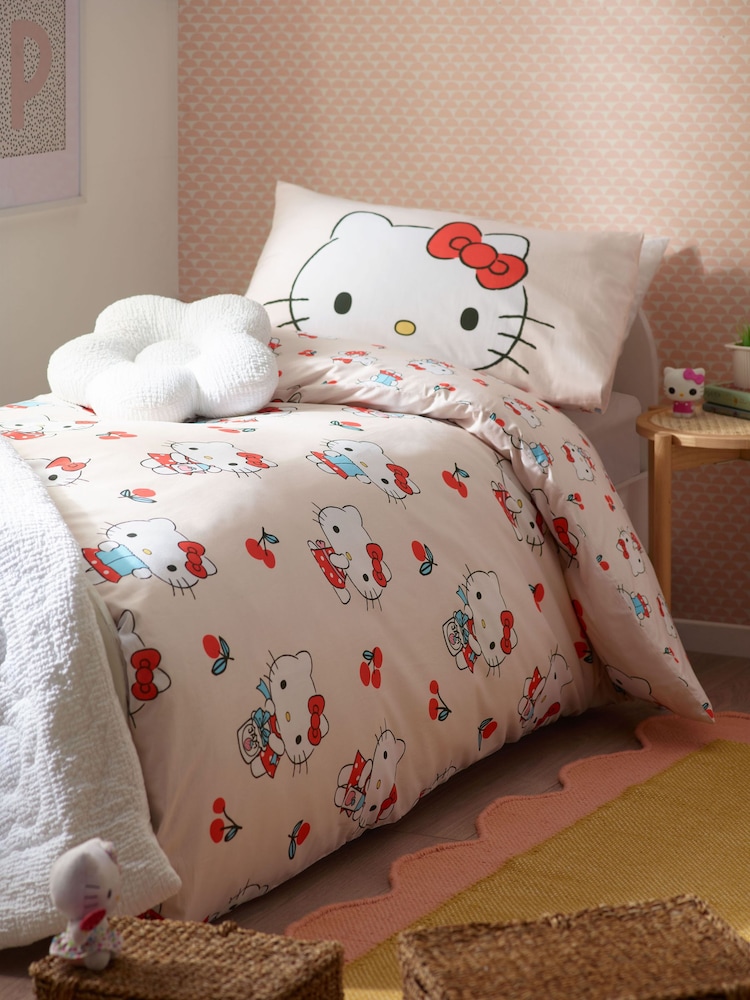 Natural Hello Kitty 100% Cotton Duvet Cover and Pillowcase Set - Image 2 of 8