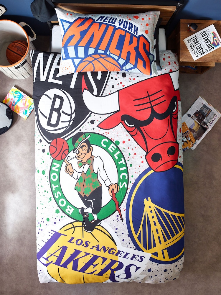 Multi NBA 100% Cotton Single Duvet Cover and Pillowcase Set - Image 3 of 7