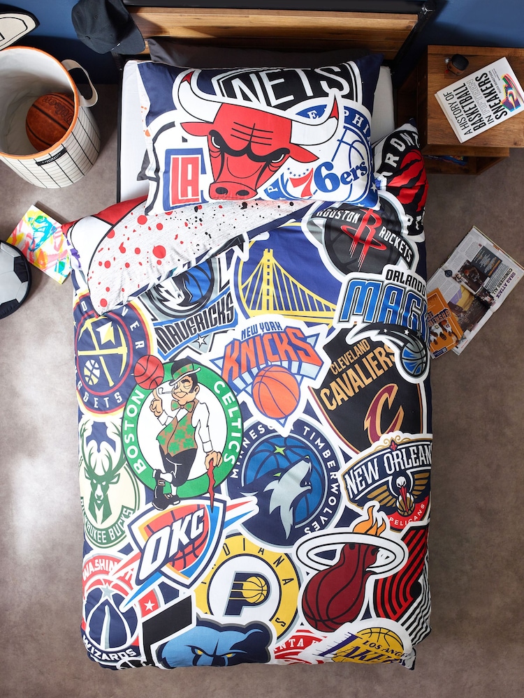 Multi NBA 100% Cotton Single Duvet Cover and Pillowcase Set - Image 4 of 7