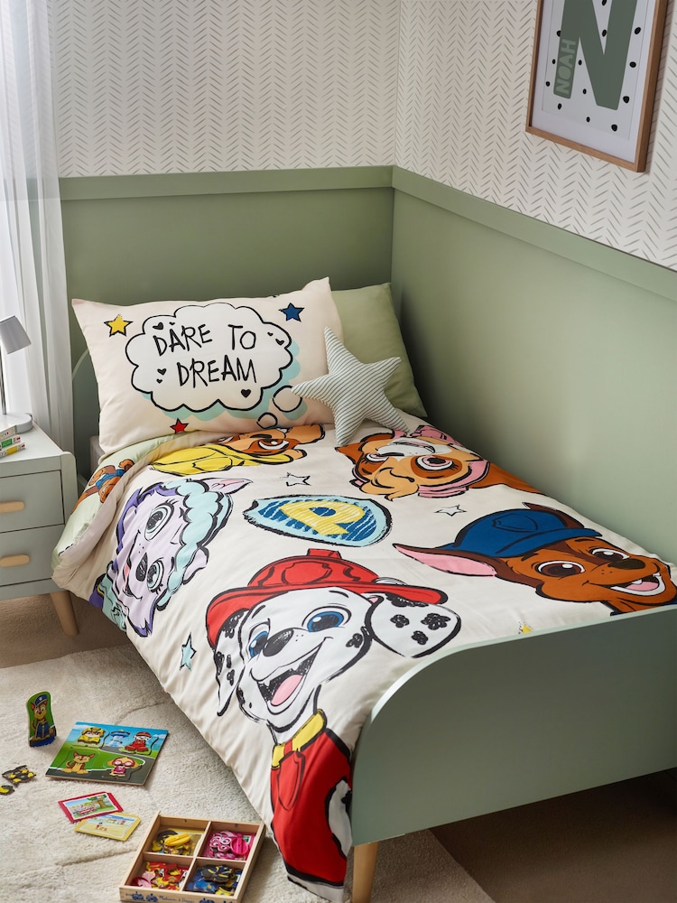 Green/Ecru Cream PAW Patrol Duvet Cover and Pillowcase Set - Image 1 of 7